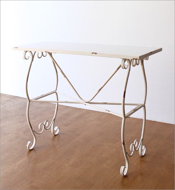 ガーデンテーブル 作業台 アンティーク 白 ホワイト 花台 ハイスタンド