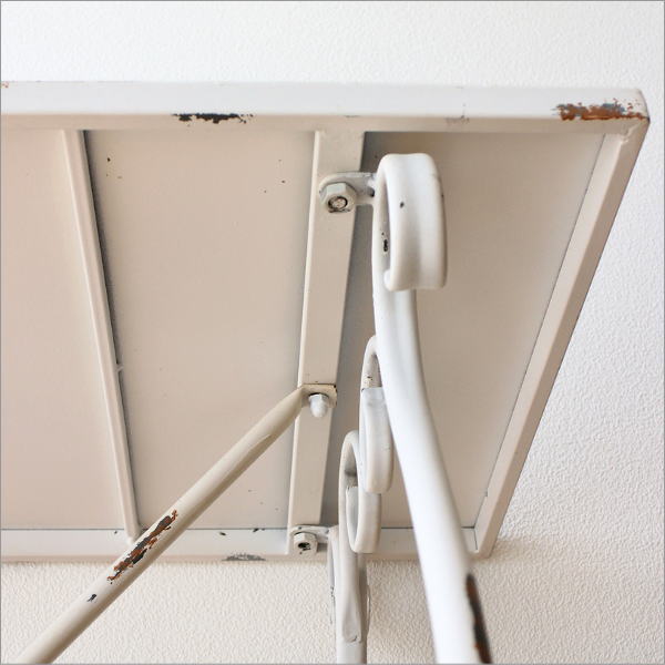 シャビーなアイアンのワークテーブル WHITE(6)