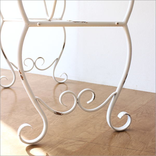 シャビーなアイアンのワークテーブル WHITE(7)