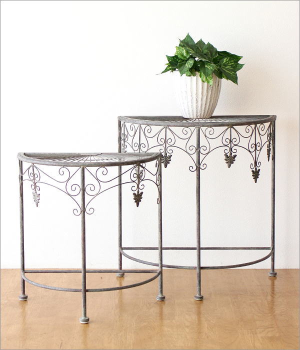 シャビーアイアンのフラワースタンド ハーフサークル2サイズセット(1)