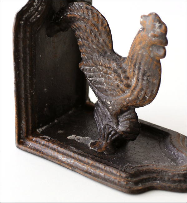 ブックエンド アンティーク おしゃれ アイアン鋳物 本立て ニワトリ 鳥