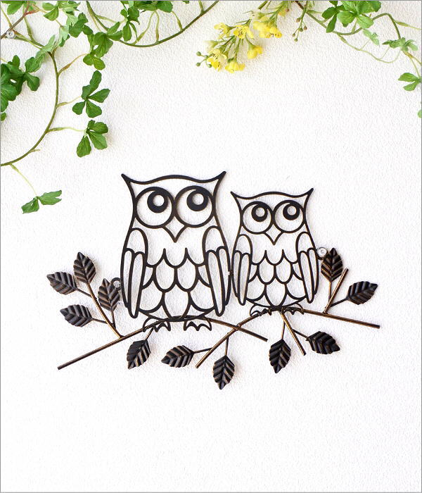 アイアンの壁飾り 親子オウル(1)