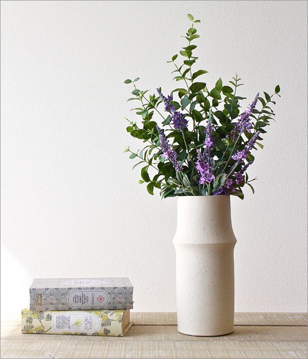 花瓶 陶器 おしゃれ フラワーベース 竹 デザイン 枝物 円柱 筒形 円筒