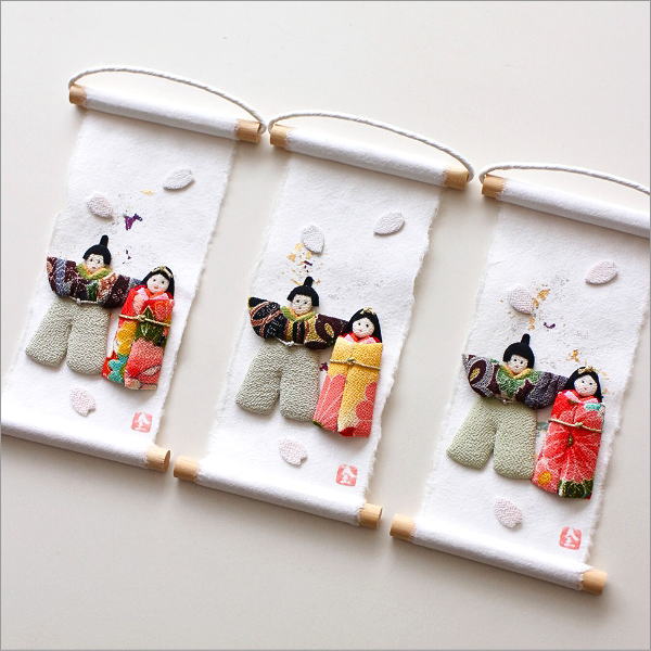 タペストリー たち雛 置物 オブジェ ひな祭り お雛様 ちりめん細工