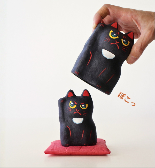 招き猫 置物 張り子 座布団付き 和紙 和風 ネコ オブジェ 福を招く
