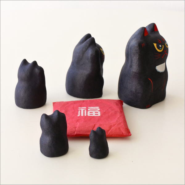 招き猫 置物 張り子 座布団付き 和紙 和風 ネコ オブジェ 福を招く