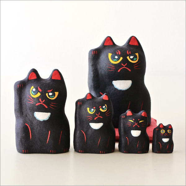 招き猫 置物 張り子 座布団付き 和紙 和風 ネコ オブジェ 福を招く