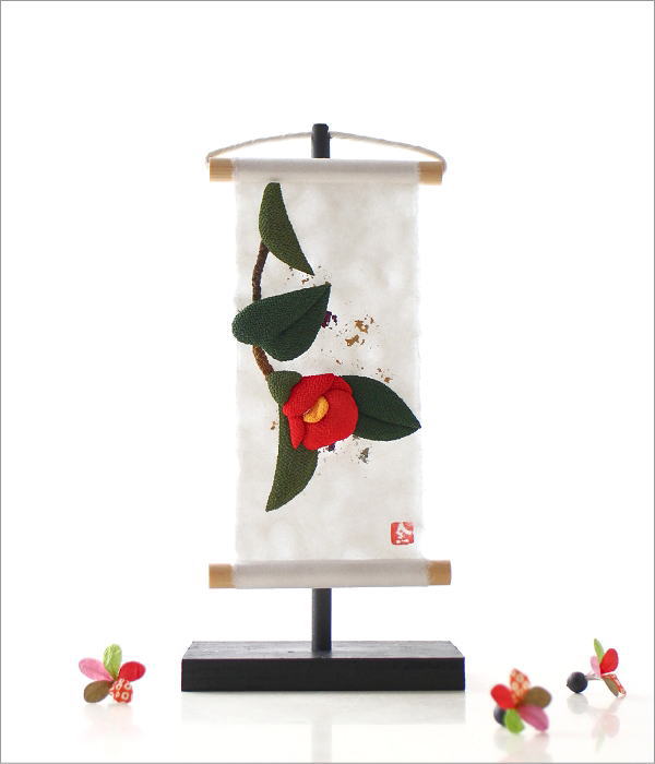台付きミニタぺストリー  寒椿(1)