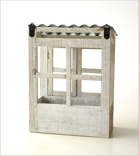 レンガ風1階建て壁掛ウッドプランター(4)