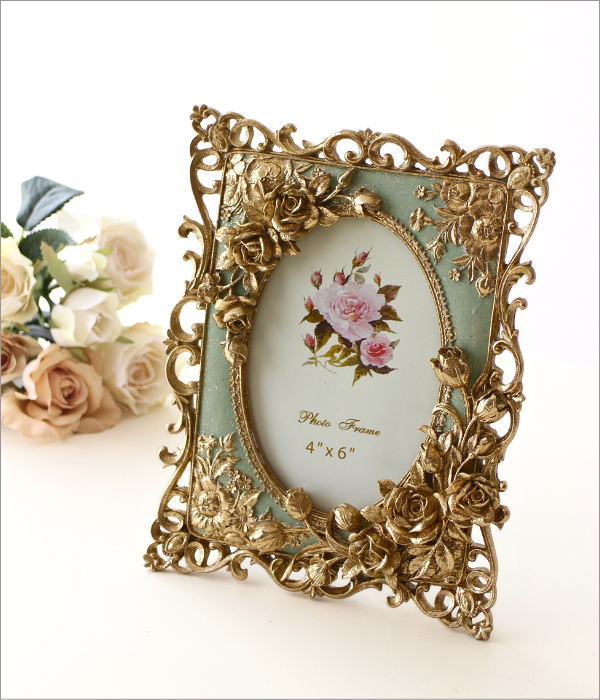 フォトフレーム アンティークゴールドローズ(1)