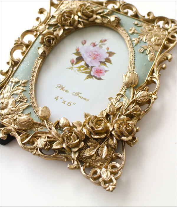 フォトフレーム アンティークゴールドローズ(2)