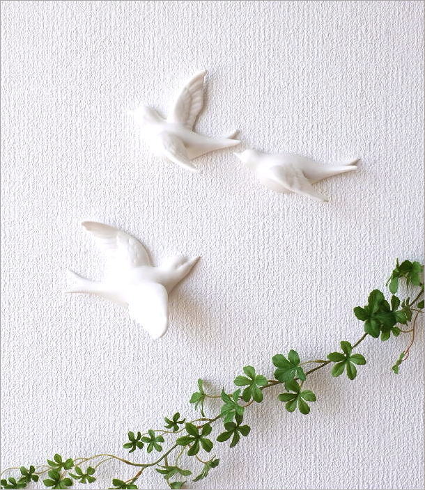 白い鳥の壁飾り 3Pセット(1)