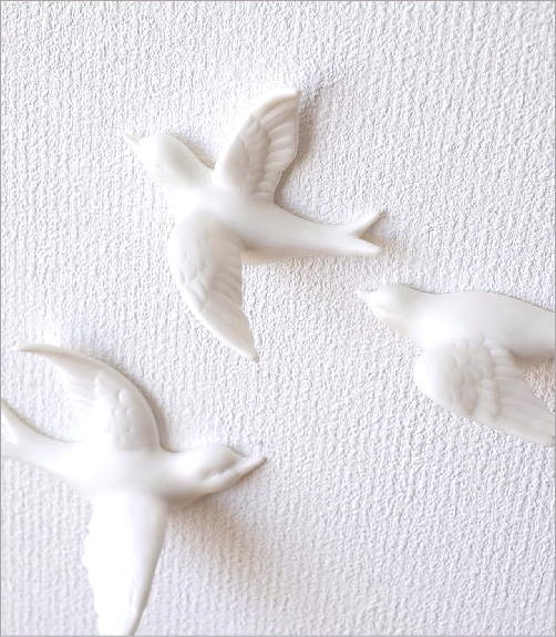 白い鳥の壁飾り 3Pセット(2)