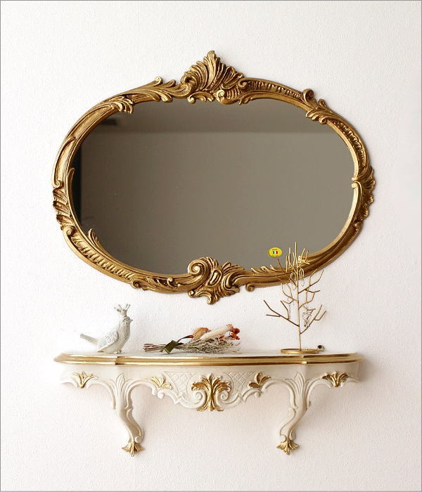 壁掛け棚 ウォールシェルフ アンティーク ロココ調 飾り棚 ホワイト