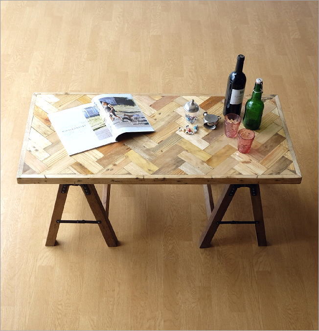 人気商品 アンティークシンプル木目調センターテーブル 折りたたみ式 