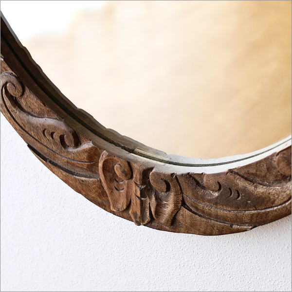 ウッドカービングミラー オーバル(4)