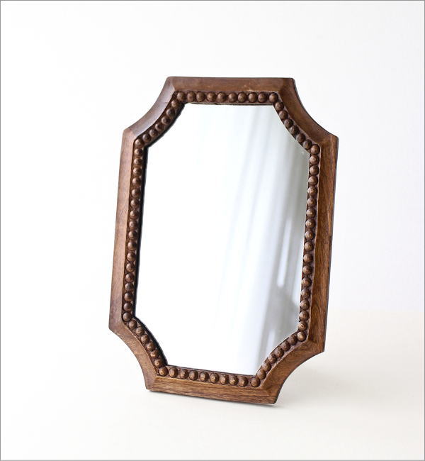 木製　ウォールミラー 壁掛け 鏡 ウォールミラー 収納 棚付き 幅30 長方形 木製 角型 壁掛け