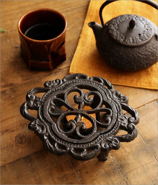 ポットウォーマー キャンドル ティーウォーマー 鉄鋳物 鍋敷き お皿