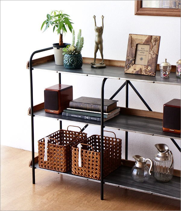 アイアンとウッドのトレイシェルフ3段(2)