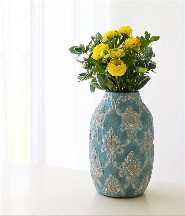 Damask ディープブルーVase(1)