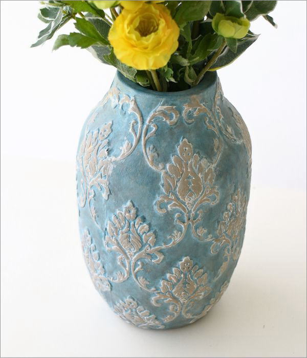 Damask ディープブルーVase(2)