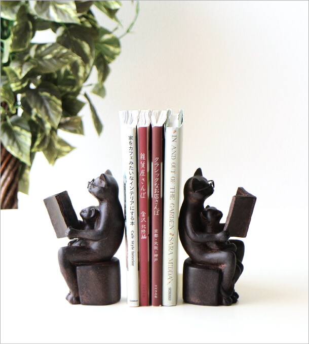 ブックエンド おしゃれ かわいい 本立て ブックスタンド 猫 ねこ 雑貨