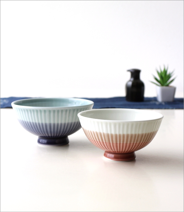 筋彫 軽量 夫婦茶碗(1)