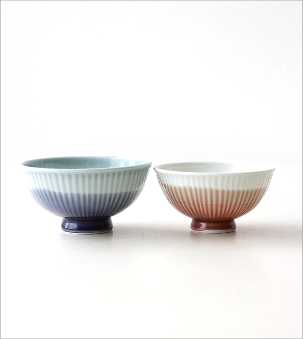 筋彫 軽量 夫婦茶碗(5)