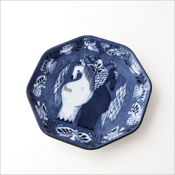 2026年 干支 午 飾り皿 | 福田利之×波佐見焼 イヤープレート 呉須の