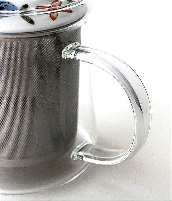 陶器蓋のガラスティーポット バード(3)