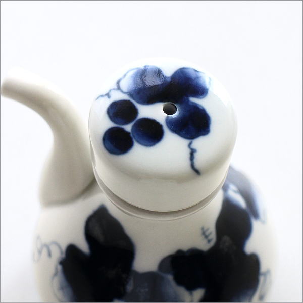 陶器の醤油さし 藍ぶどう(4)
