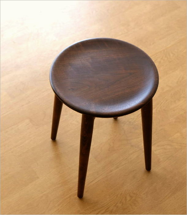 スツール ブラックウォールナット 一枚板 ミズナラ材 無垢 漆塗り 日本