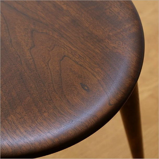 スツール ブラックウォールナット 一枚板 ミズナラ材 無垢 漆塗り 日本