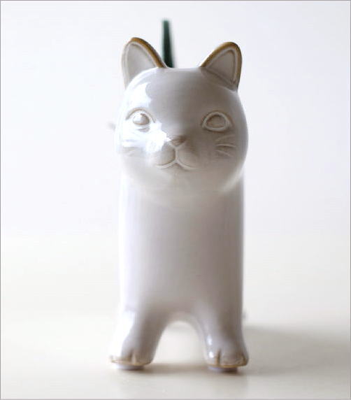 白い陶器の蚊遣り キャット(3)