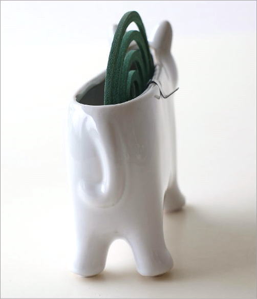 白い陶器の蚊遣り キャット(4)