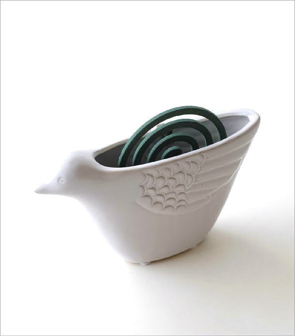 白い陶器の蚊遣り バード(1)