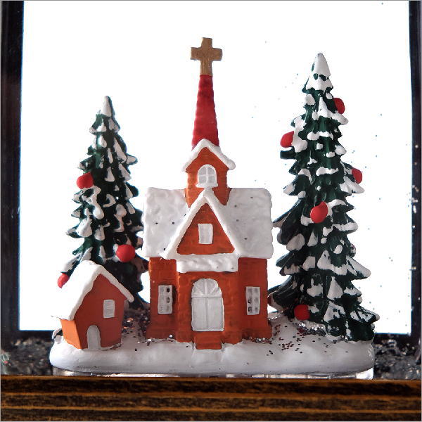 スノードーム クリスマス LEDライト キラキラ 光る 教会 もみの木 卓上