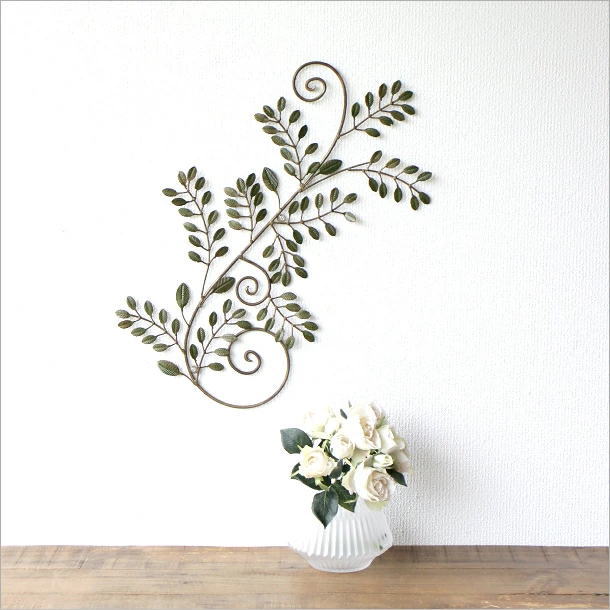 アイアン壁飾り グリーンリーフ B ２枚セット(3)