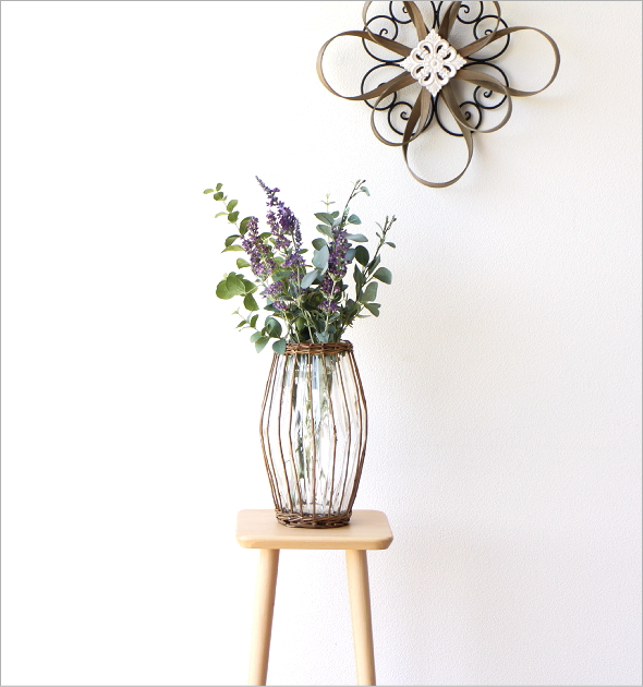 花瓶　花器　フラワーベース　ガラス製 フラワーベース ガラス 花瓶 おしゃれ 柳 蔓 自然素材 ナチュラル 花器