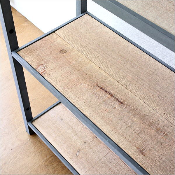 シャビーなメタルとウッドの3段シェルフ ワイド(3)