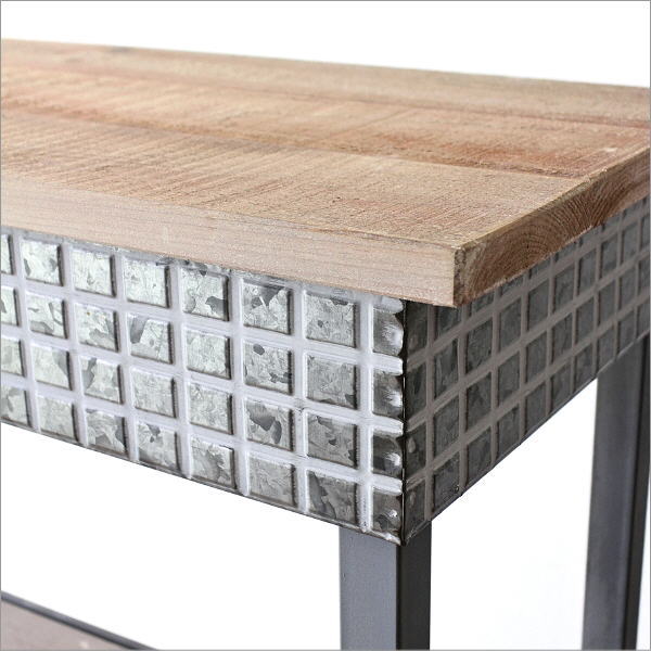 シャビーなメタルとウッドの3段シェルフ ワイド(5)