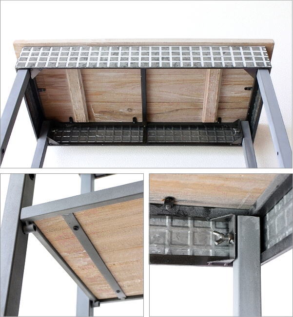 シャビーなメタルとウッドの3段シェルフ ワイド(8)