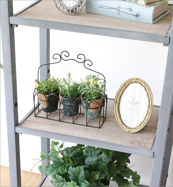 シャビーなメタルとウッドの3段シェルフ スリム(2)