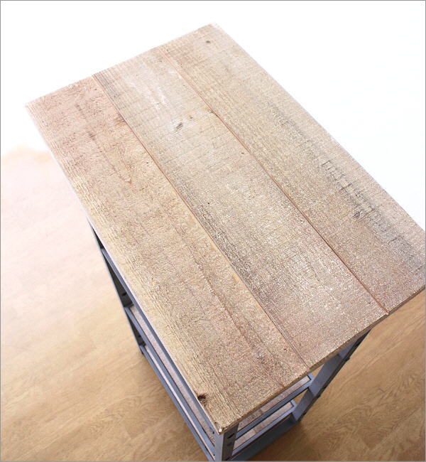 シャビーなメタルとウッドの3段シェルフ スリム(4)