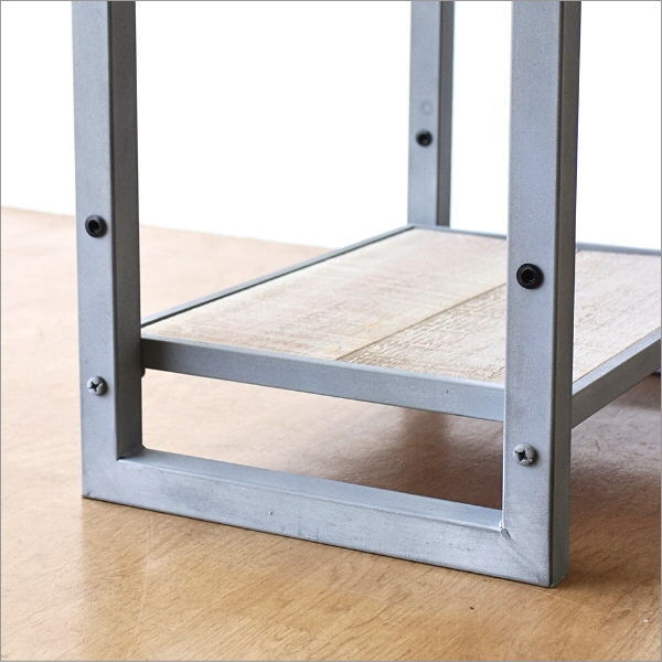 シャビーなメタルとウッドの3段シェルフ スリム(7)