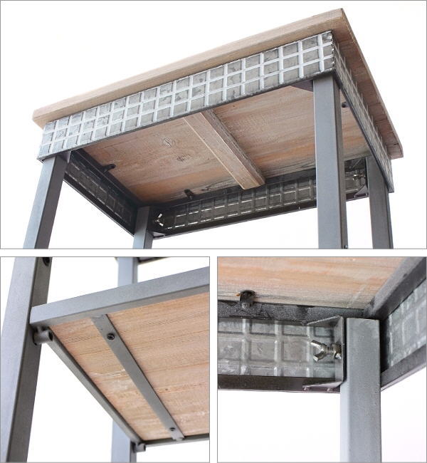 シャビーなメタルとウッドの3段シェルフ スリム(8)