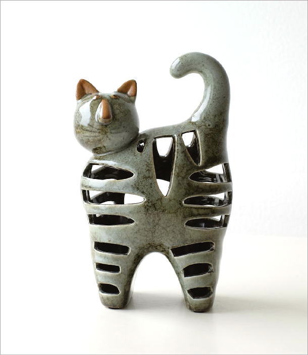 陶器 猫の香炉(1)