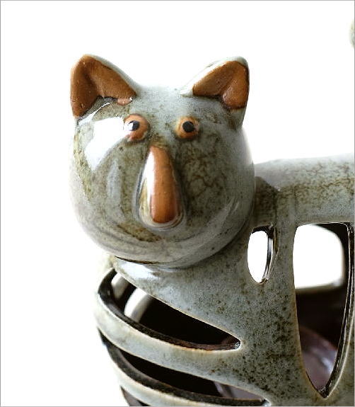 陶器 猫の香炉(2)