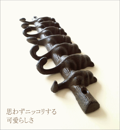 壁掛けフック アイアン7匹のネコフック