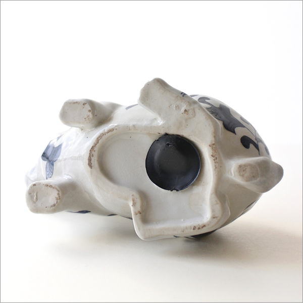 赤絵/青花 陶器兎の貯金箱 2タイプ(5)